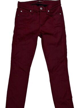 7 for All Mankind Skinny Wine Red Synthetic Fabric Jeans Sz 26
